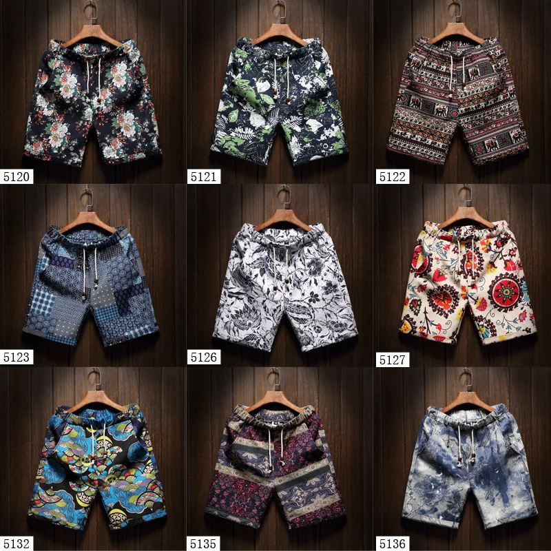

Cotton and linen Men's Beach shorts Outdoor casual shorts Five pants
