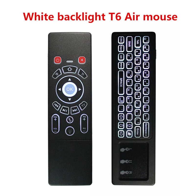 T6 Air mouse, английская версия, 2,4G, Fly Air mouse, клавиатура, беспроводной тачпад, пульт дистанционного управления для ТВ-бокса, смарт-ТВ, компьютерный проектор - Цвет: White Backlight