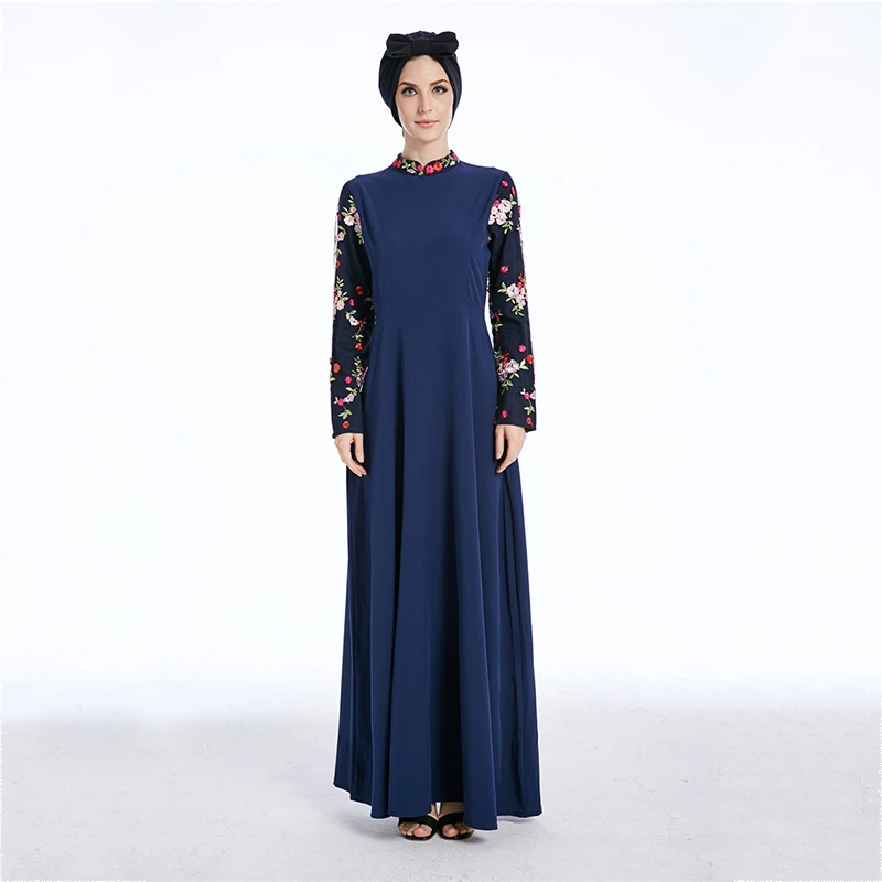 Мусульманское длинное платье с вышивкой Abaya кардиган из крепа туника кимоно