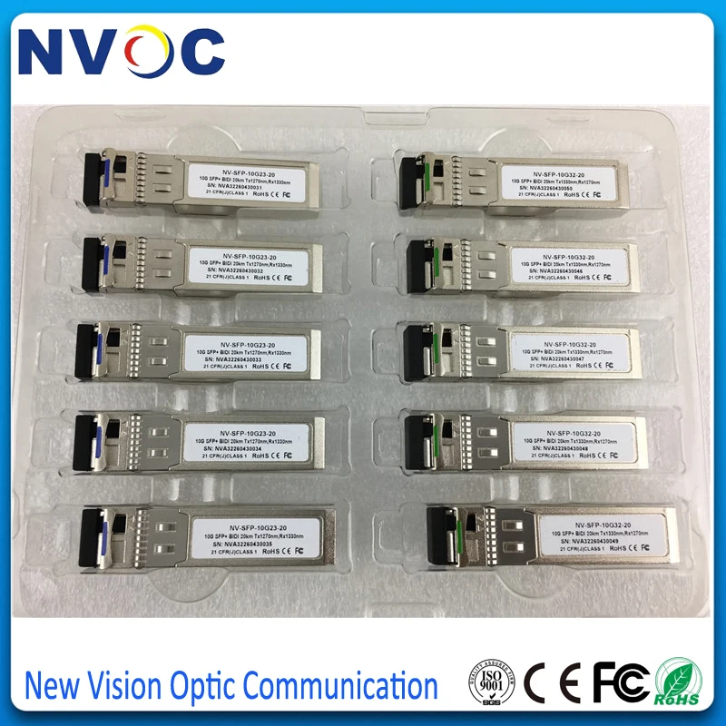 Бесплатная доставка 5 пар/лот SFP + 10 Гбит/с BIDI LC Type TX1330nm/RX1270nm и TX1270nm/RX1330nm 20 км с
