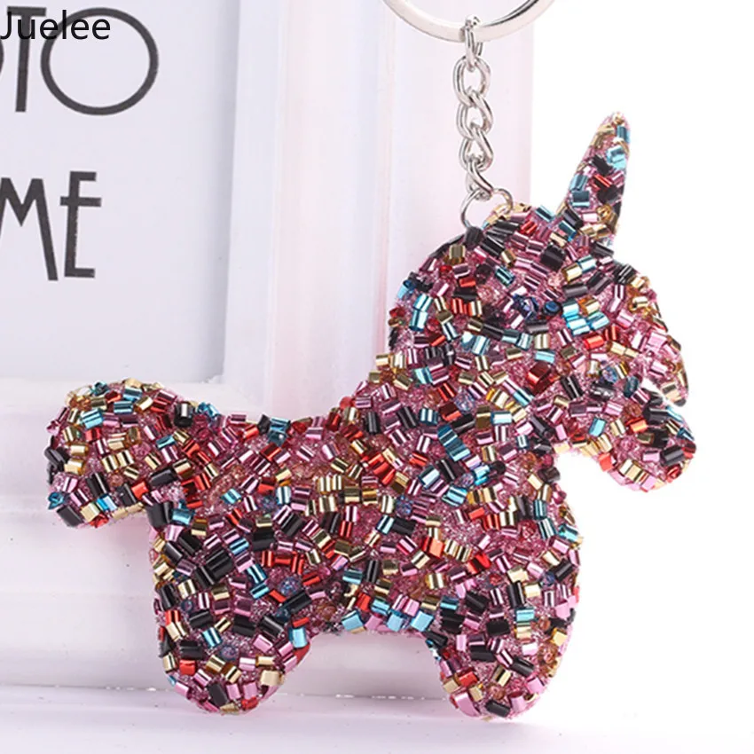 Children's Shiny Unicorn Unicorn Keychain Fashion Star Sequins Keychain Keyrings for Woman Car Bag Pendant Jewelry