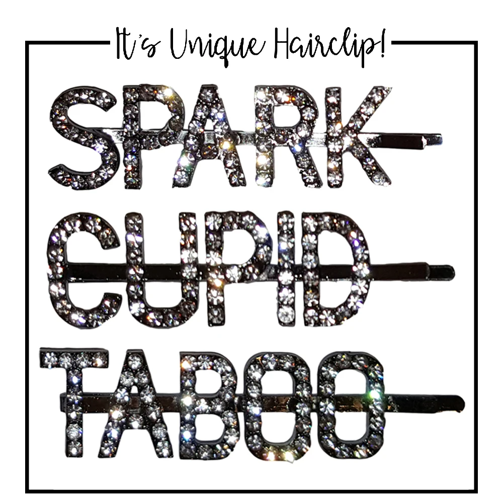 

Women Metal Alloy One Word Bobby Pins Glitter Rhinestone Customized Letters Hair Clips Vitnage Jewelry Hair Accessories
