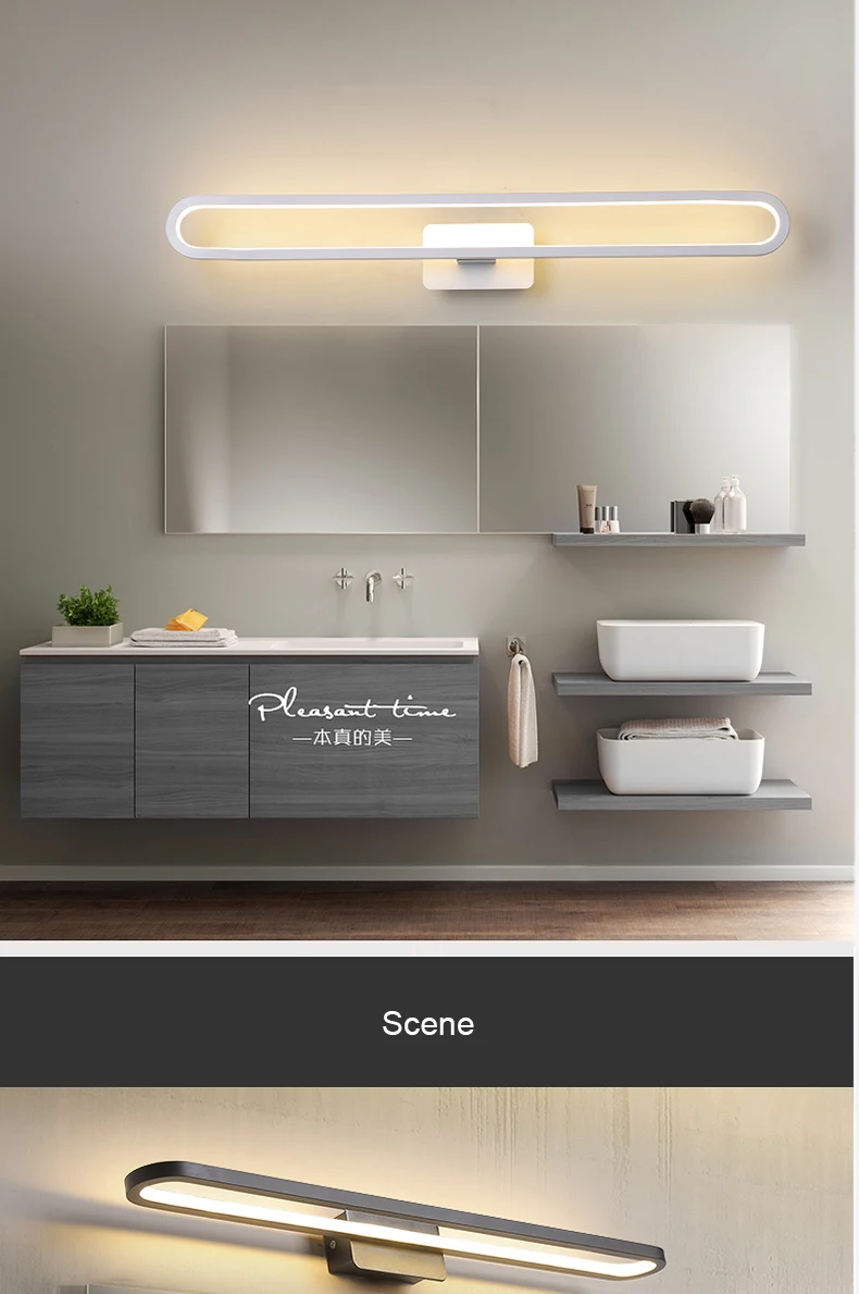 Современный светодиодный светильник-зеркало 0,4 м~ 0,7 м, настенный светильник для ванной, спальни, изголовья, настенное бра, лампе, декоративный белый/черный цвет, spelho banheiro
