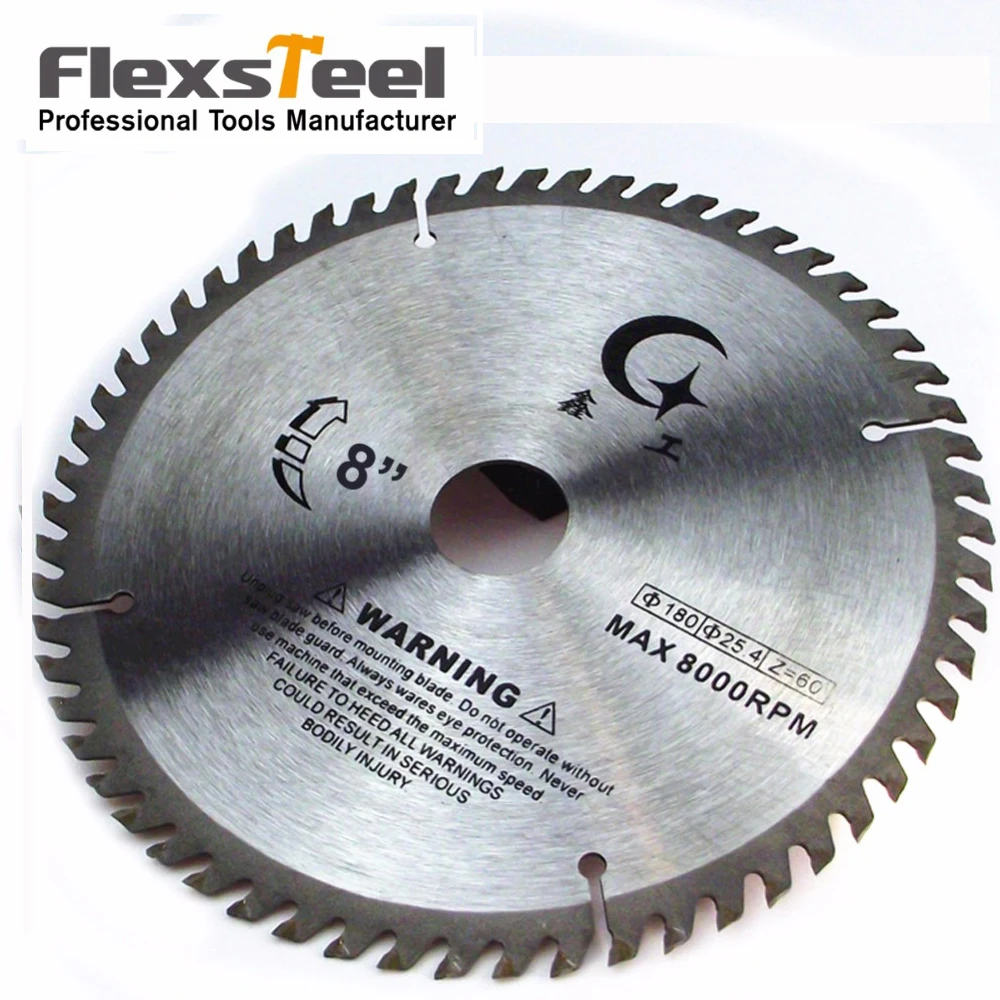 8 Inch 60 Teeth YG8 TCT Woodworking Circular Saw Blade Acrylic Plastic