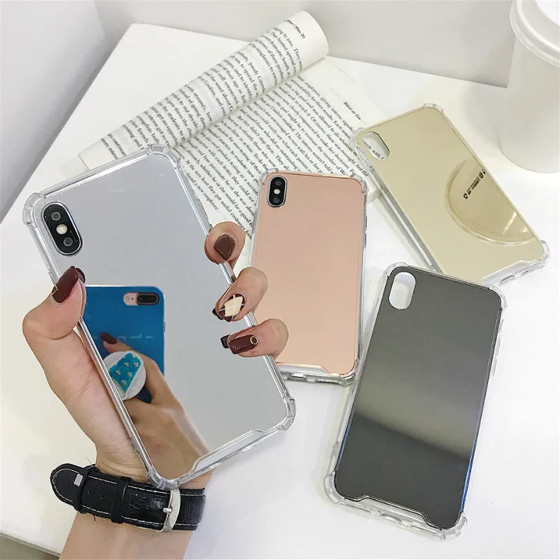 

Shockproof Mirror Phone Case Cover for Samsung Galaxy S7 Edge S9 S10 Plus TPU Skin Note 8 9 Shockproof Shell