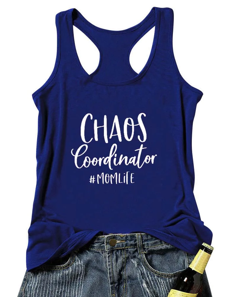 

Vest Chaos Coordinator #MomLife Letter Slogan Summer Funny Casual Women's Tank Tops Mother's Day Gift Cute Mom Shirt