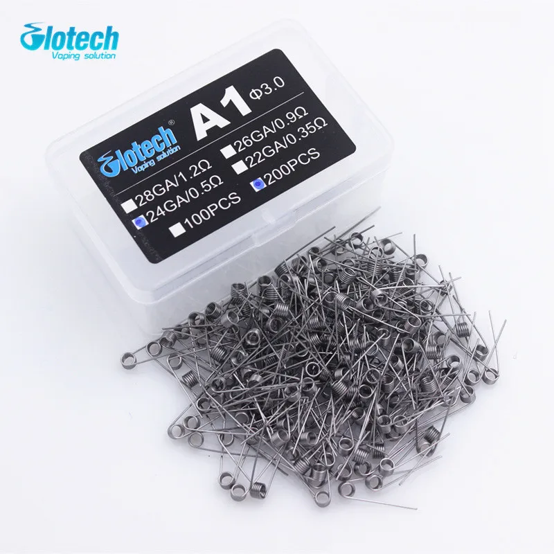 Glotech 200pcs electronic cigarette rda atomizer wick wire coil prebuilt coil A1 SS316L NI80 heating wire coiling premade coils Glotech 200pcs electronic cigarette rda atomizer wick wire coil prebuilt coil A1 SS316L NI80 heating wire coiling premade coils