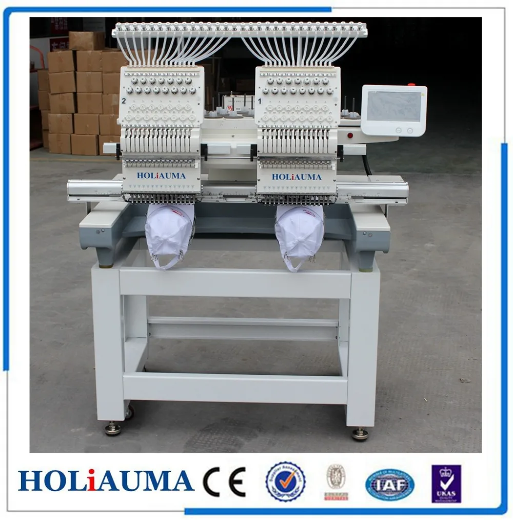 HOLiAUMA Double head industrial flat embroidery machine with Dahao touch  screen computer