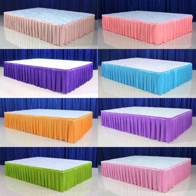 Ice silk table skirt wedding backdrop curtains for table clothes table cover wedding stage table skirting for event party 4