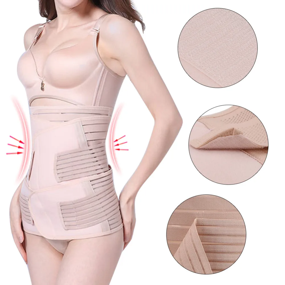 3 Parts Postpartum Belly Pelvis Support Slim Shape Recover Elastic Belts Set L
