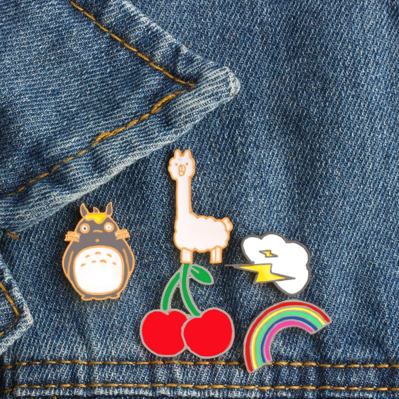 

1Pcs/set Cartoon Totoro Cherry Cloud Rainbow Sheep Pins Brooch Cute Jewelry Gifts for Kids Women Men Pin Denim Jacket Pin Badge