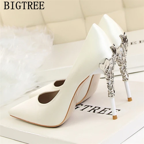 Wedding Shoes White Luxury Heels Bigtree Shoes Black Pumps Pointed
