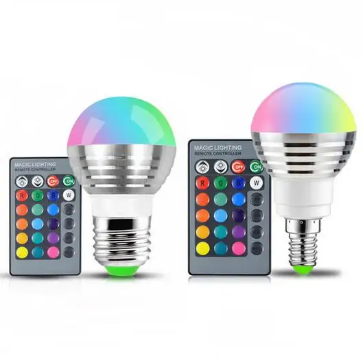 Светодиодный светильник E27 E14 RGB 110 В 220 85 265 в 16 цветов волшебный светодиодный
