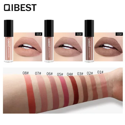 Бренд qibest Lips beauty Makup пигмент водонепроницаемый стойкий блеск для губ черный бархат матовая нюдовая помада Красный Блеск для губ Лот