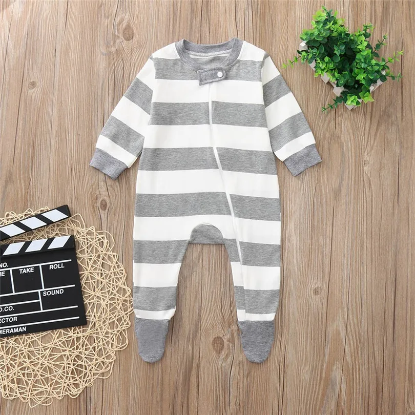 2019 new Newborn Baby Girls Boys Long Sleeve Zipper Packs Stripe Romper Jumpsuit Clothes fashion design (13)