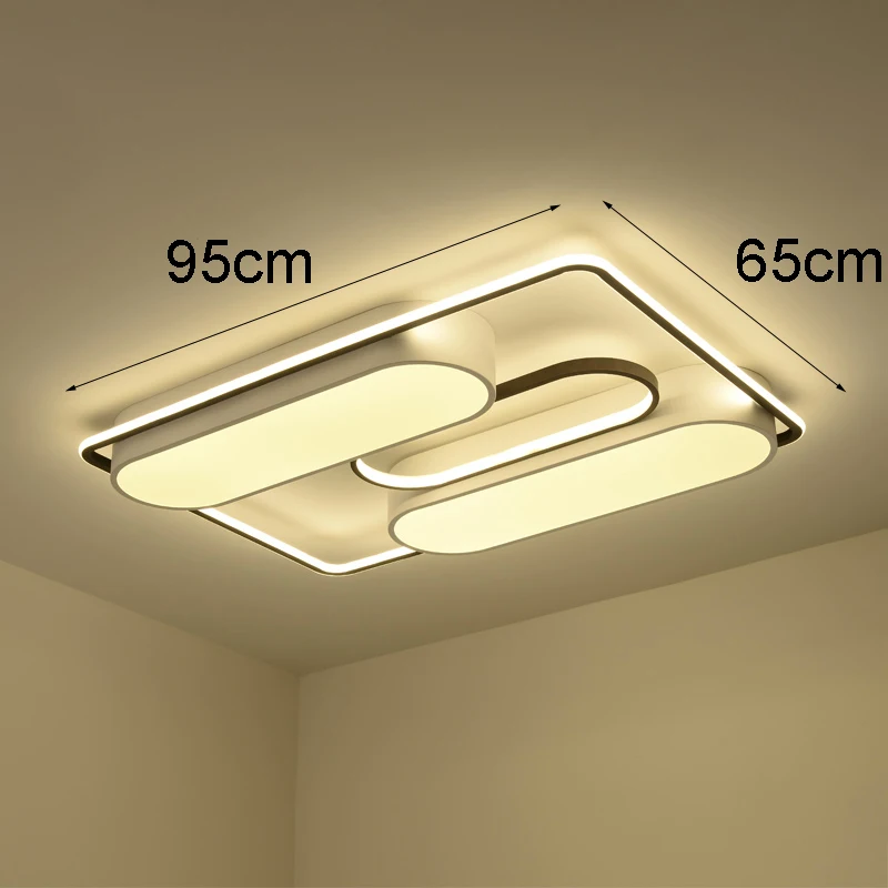 Square Modern Ceiling Lights Led For Living Room Bedroom White and Coffee Color Home Led Ceiling Lamp Luminaires AC 110V-AC260V - Цвет корпуса: 95x65cm