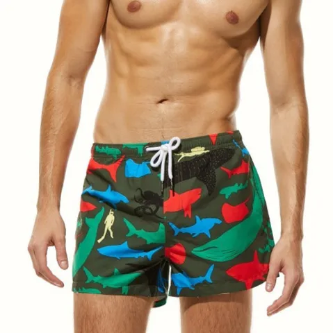 Shorts da Praia dos Homens Roupa de Banho Shorts dos Homens da Marca Beachwear sem Forro Seobean Boardshorts Surf Board Nadar Curta Bermuda Mar Terno Mod. 313574