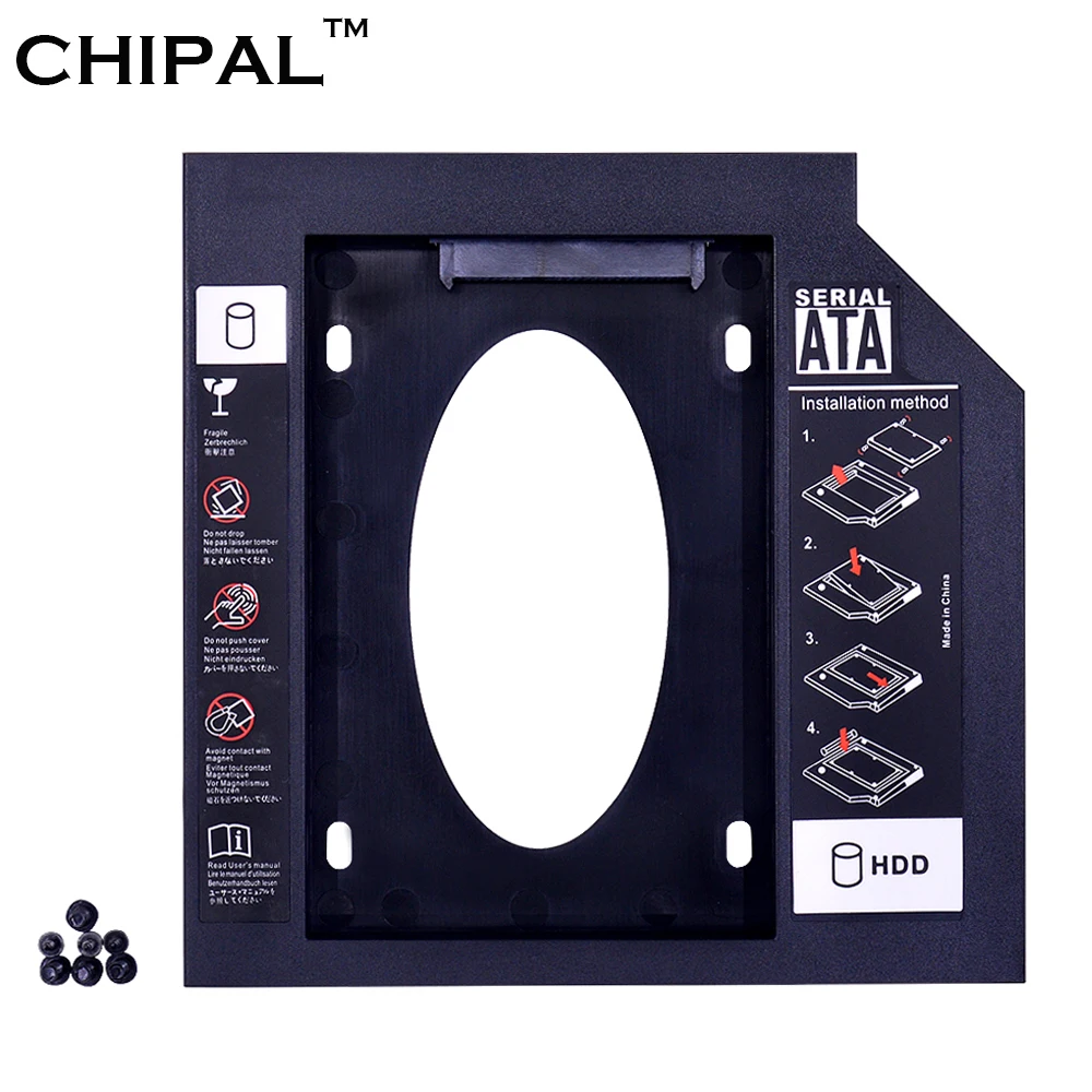 

CHIPA 5pcs Universal 9.5mm 2nd HDD Caddy SATA 3.0 Plastic Material 2.5'' SATA SSD Hard Drive Caddy Case Enclosure For Laptop ODD