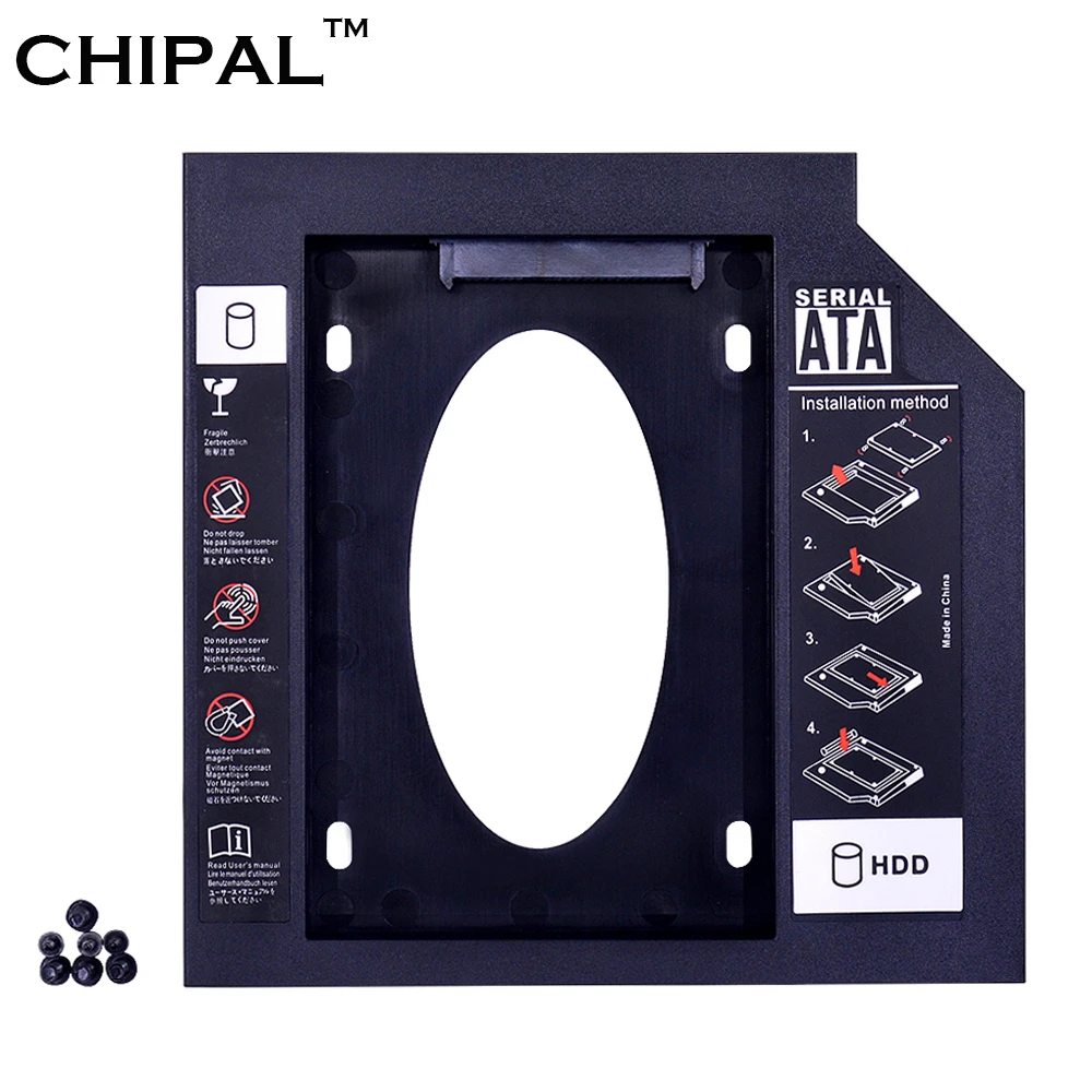 CHIPA 5pcs Universal 9.5mm 2nd HDD Caddy SATA 3.0 Plastic Material 2.5'' SATA SSD Hard Drive Caddy Case Enclosure For Laptop ODD external box hdd