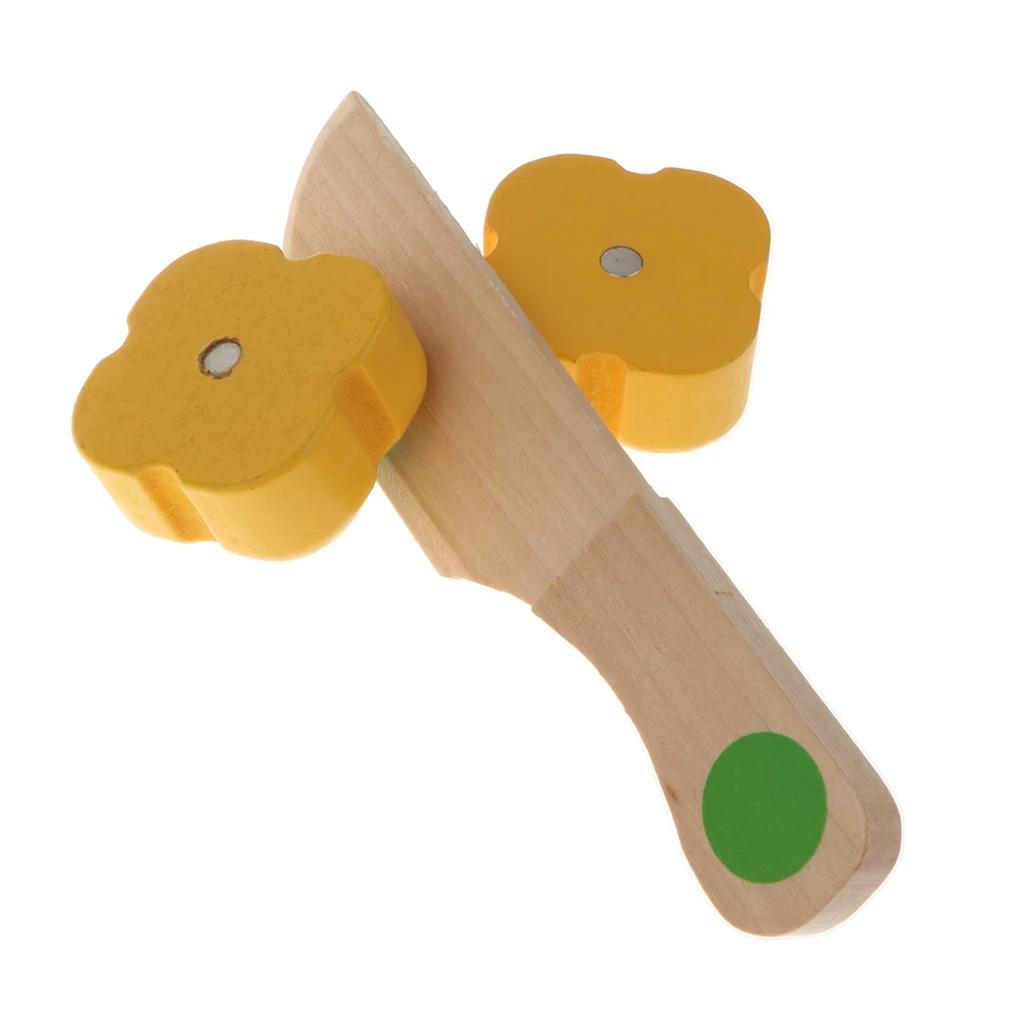 12Pcs Wooden Magnetic Cutting Toy, Pretend Play Food Set with Tray Kids Early Educational Toy Christmas Gift