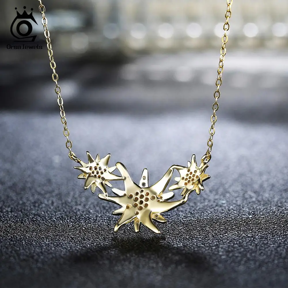ORSA JEWELS 925 Стерлинговое серебро женские ожерелья и кулоны золотистого цвета