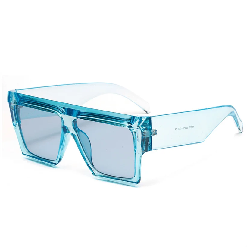 

XojoX Flat Top Oversized Sunglasses Women Men Brand Designer Pink Blue Sun Glasses Retro Male Female Goggles Shades UV400 Mrrior
