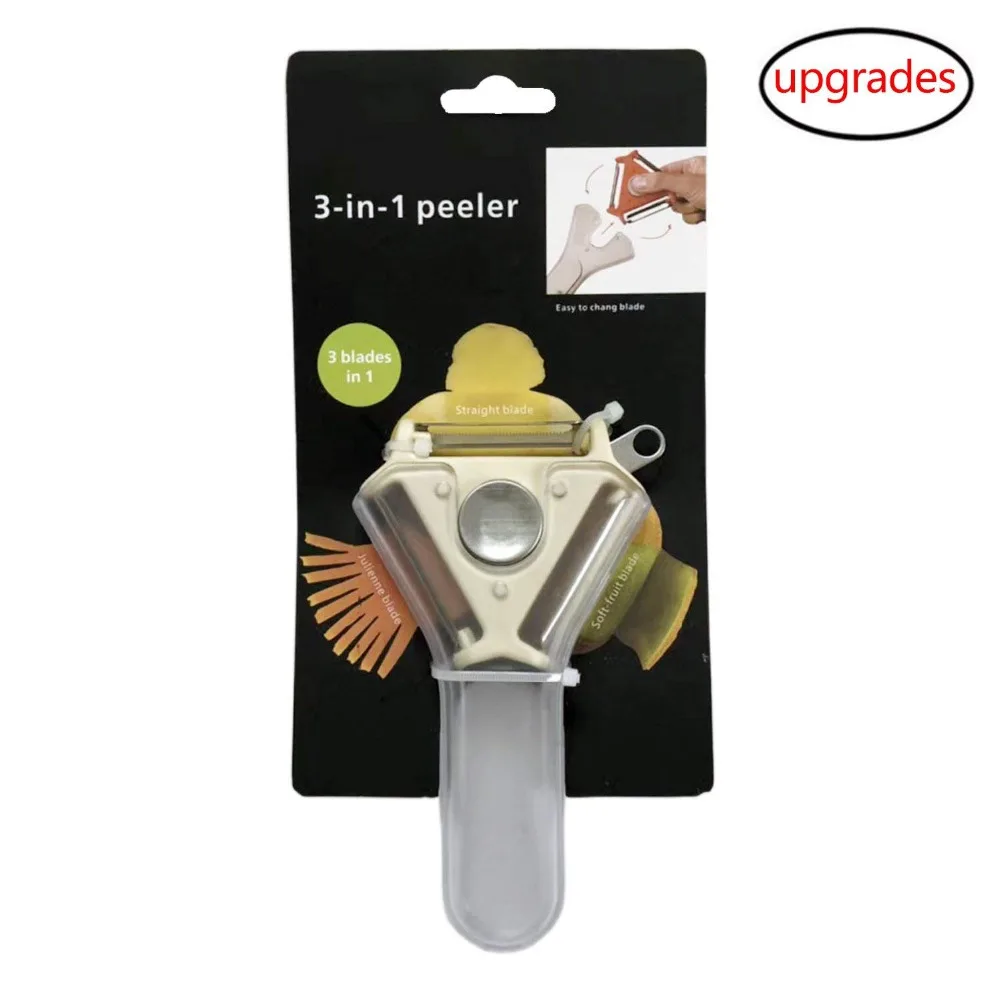 

Magic Trio Peeler Set 3 In 1 Rotating Peeler For Vegetable Fruit With Ultra Sharp Stainless Steel Straight and Serrated Blades