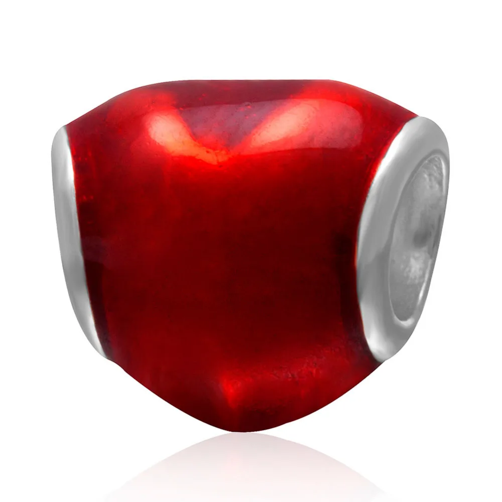 

Fit Pandora Bracelets Red Enamel Heart Beads Original 925 sterling silver charms Women Fashion Jewelry