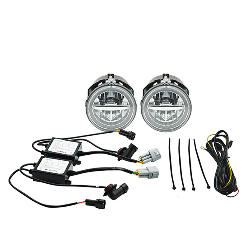 Pair 12V LED Fog + DRL Light Car Lamp Driving Fog Light Assembly Kit