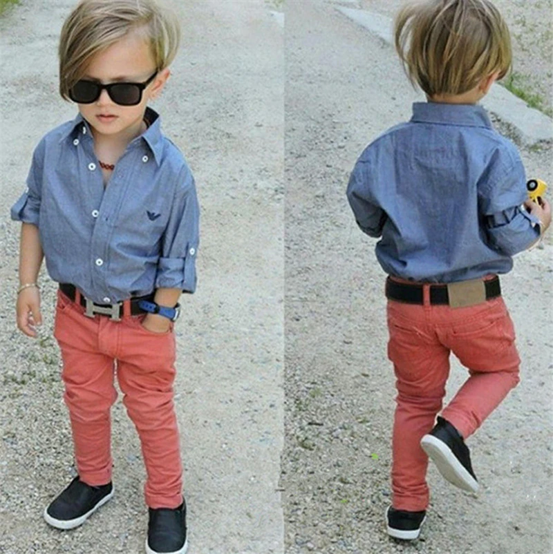 

Autumn Spring Kids Baby Boys Clothes Sets Gentlemen Toddler Boy Clothes Shirts+Pants 2pcs Set Toddler Boys Clothing Set