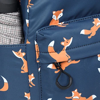 

AUAU-Cute Animal Fox Printing School Backpacks Waterproof Women Bag Laptop Backpack Female School Backpack