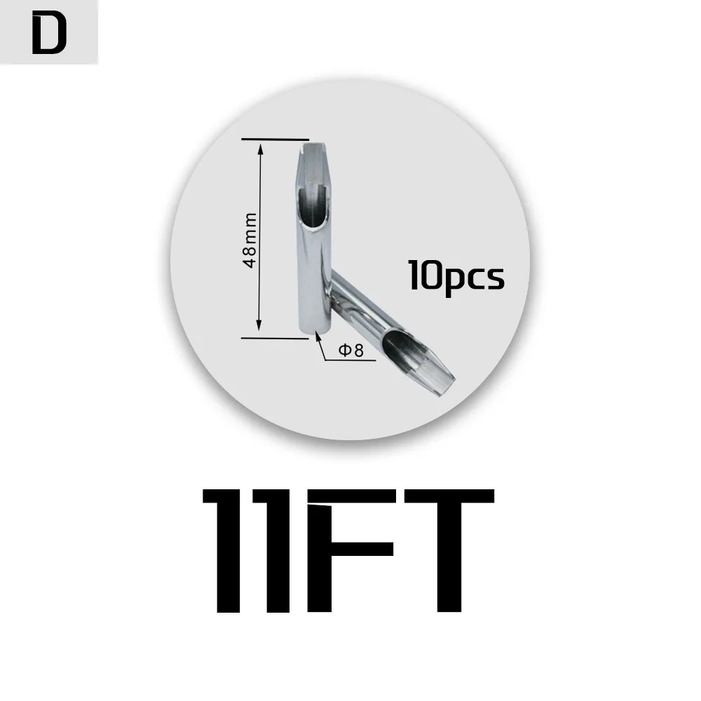 Высокое качество 10 шт. 304 Нержавеющая сталь татуировки Советы для тату мастера наконечники форсунки 5/7/9FT для иглы татуировки Аксессуары; - Номер модели: 11FT