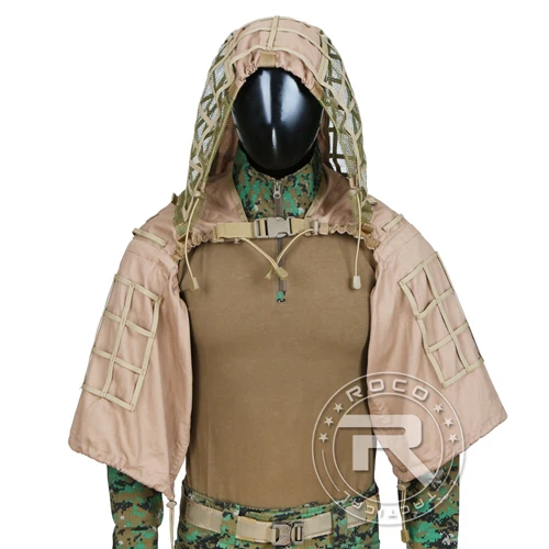 Brown Ghillie ROCOTACTICAL военный Снайпер Ghillie Viper Hood Combat Ghillie Suit Foundation Custom Ghillie Hood Jacket камуфляж, лесная местность - Цвет: Brown Ghillie