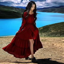 2015 Women winter dress vestidos Christmas women long dress traditional classic style party dresses long sleeve maxi dress