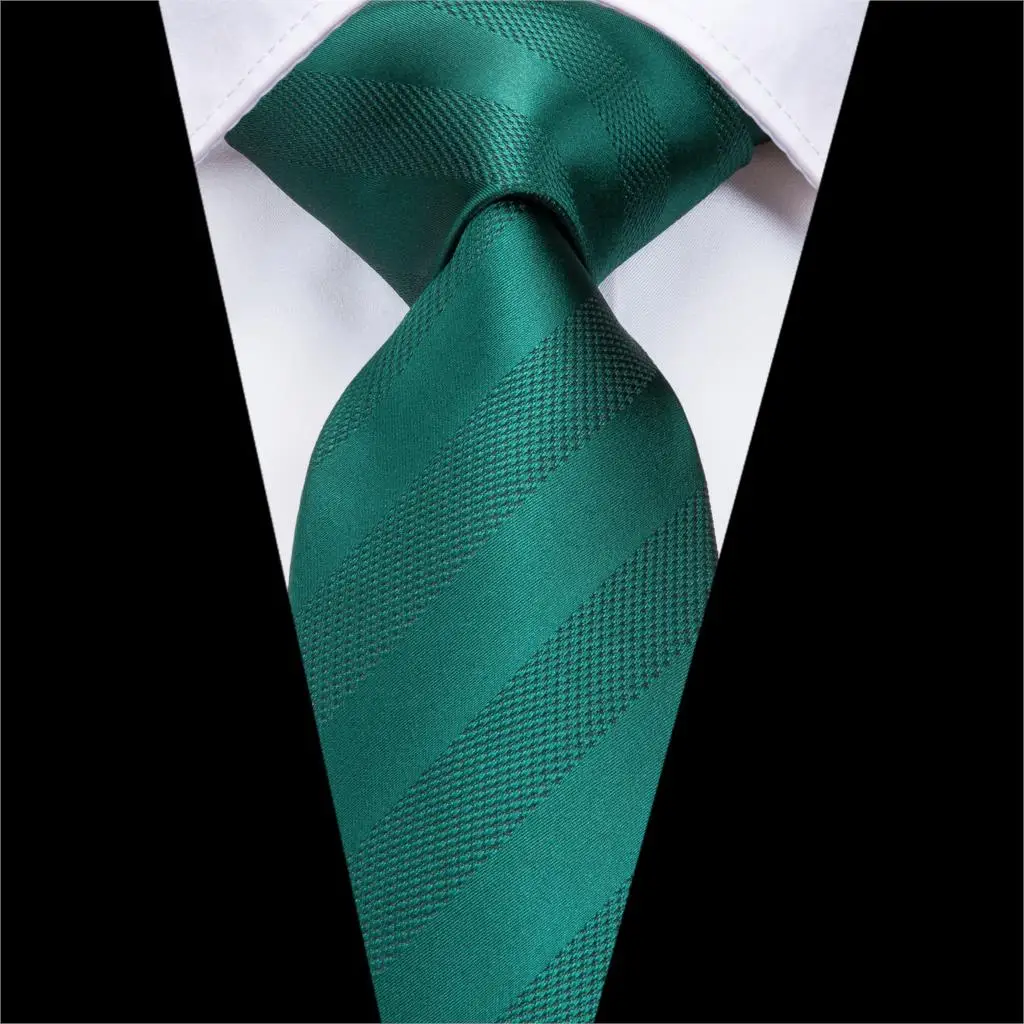 C-3126 Hi-Tie роскошный Шелковый мужской галстук Полосатый Зеленый Галстук платок Запонки Набор Модные мужские вечерние и свадебные галстуки 8,5 см