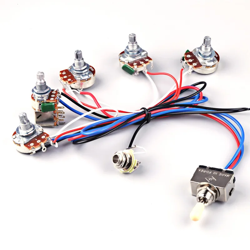 Electric Guitar Wiring Harness Kit 2V2T with Pot Jack 3 Way Switch for