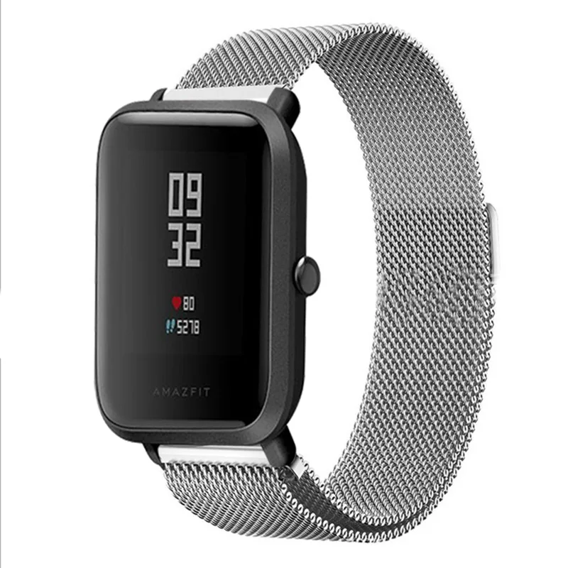 20 мм Milanese Loop Магнитная Нержавеющая сталь часы ремешок для Xiaomi huami Amazfit молодежи бит Smart ремешок на запястье браслет