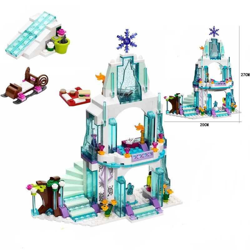 

316pcs 9001 Princess Elsa Ice Castle Building Blocks Toys Compatible LegoINGly Friends 41062 Princess Palace Model Set