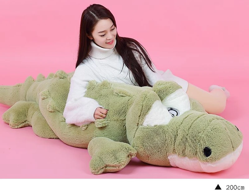 Dorimytrader Cute Soft Animal Crocodile Plush Pillow Doll Large Cartoon Alligator Toy Kids Play Doll Gift 160cm 200cm DY50114(33)