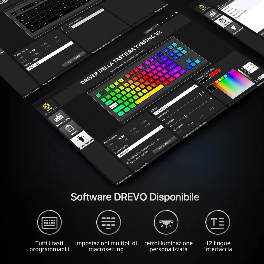 DREVO Tyrfing V2 88 ключ Пособия по немецкому языку макет RGB компактная проводной