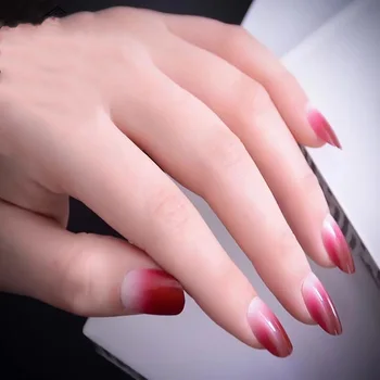 

wedding Nail Arts 24pcs Bride False Nails shiny pink Gradient Press on Fake Nails Medium length Full Tips Artificial fingernail