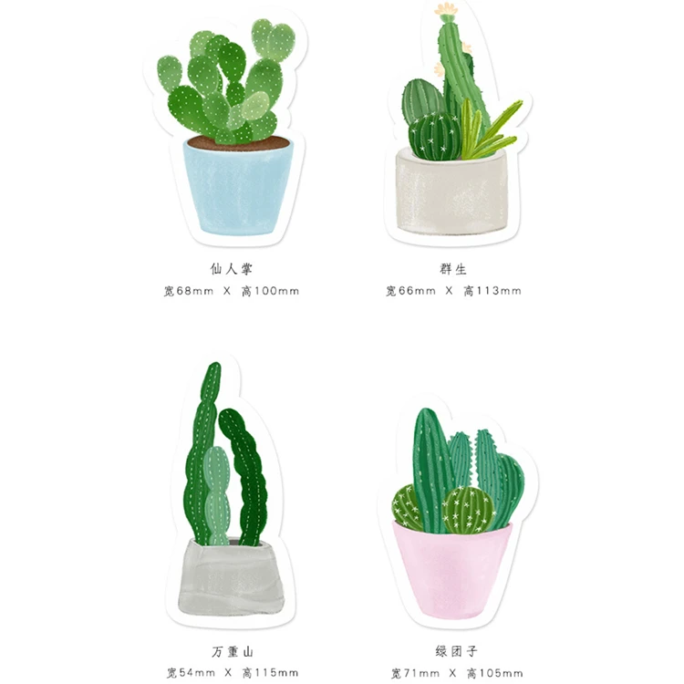 

1pack/lot Cute Kawaii Hand Painted Cactus Love Memo Pad Sticky Notes Stationery Student Notebook Bookmark School Office Supplies