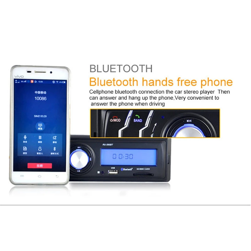 Multifunction Autoradio 1 Din 4 Channel Car FM Radio Audio Stereo In Dash MP3 Player Hands-free Bluetooth Aux Input Receiver USB