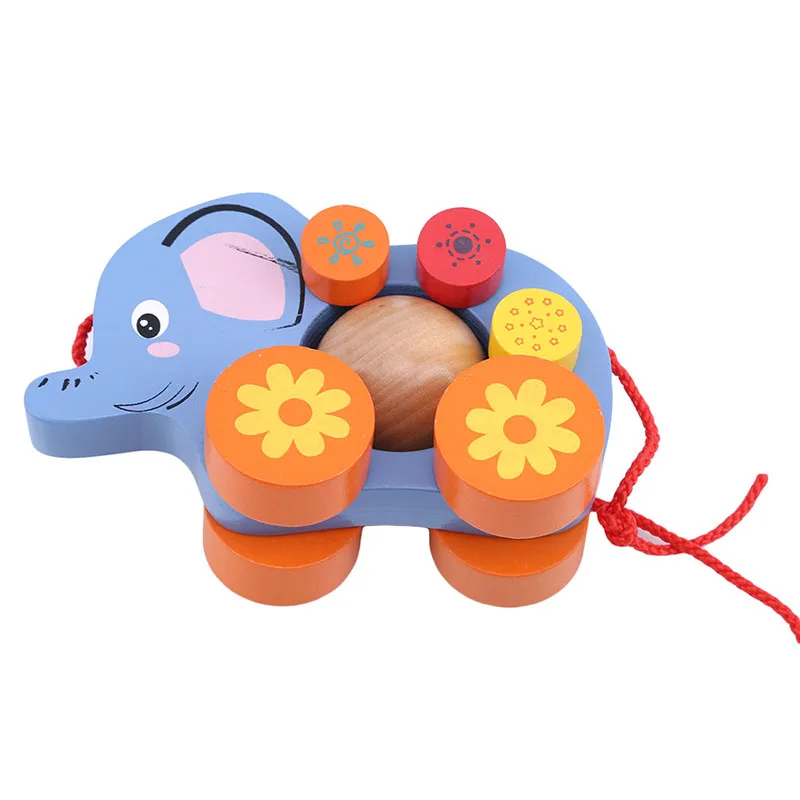 Игрушки для детей животные слон деревянный прицеп головоломка игры животные Обучающие Развивающие головоломки популярные игрушки