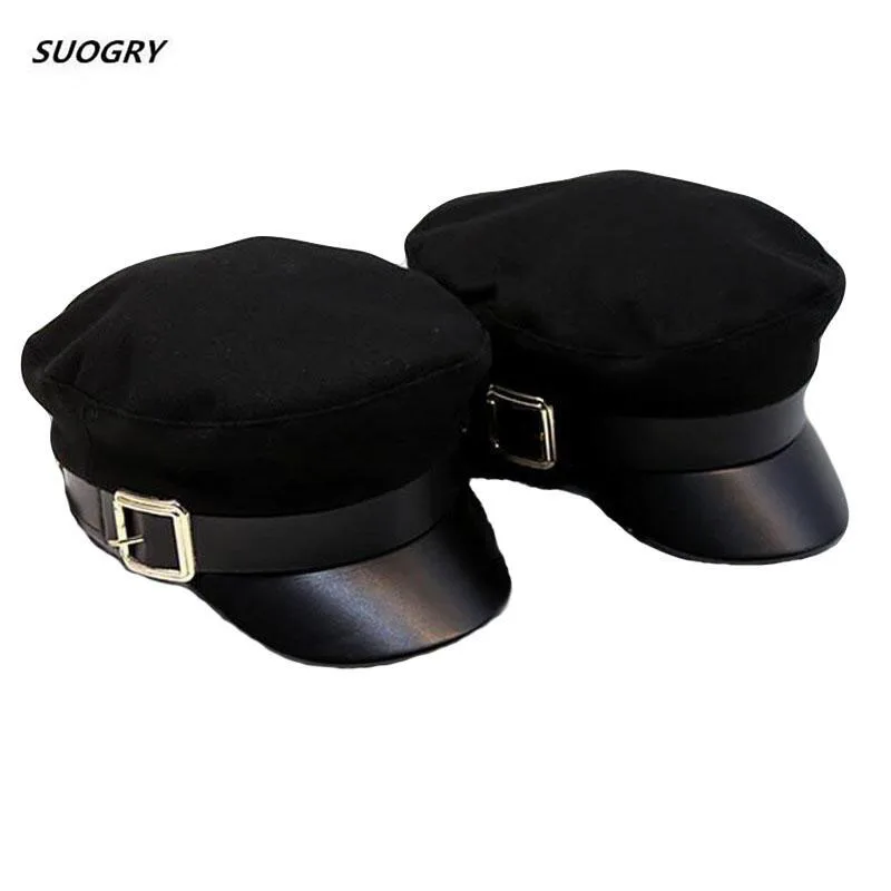 

Military Hat Caps Winter Hats For Women Men Vintage Flat Top Militar Hat Black Beret Army Cap Bone Female Male Black Gorras