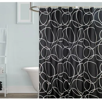 

Black Ring Thickened Waterproof Bath Curtain with Hooks Mildew-proof Polyester Waterproof Cloth bathroom shower curtain