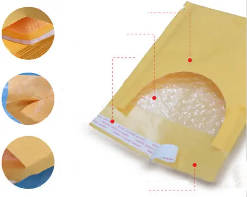 122*178 мм 4"* 70" крафт-пузырьковый почтовый конверт мягкий поли-Мейлер самоуплотняющийся почтовый пакет желтый мешки 30