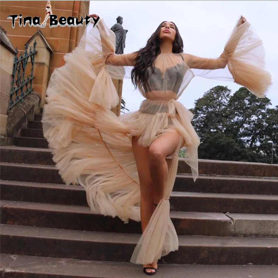 Pink and red long sleeve maxi dress with slit Pink and red long sleeve maxi dress with slit