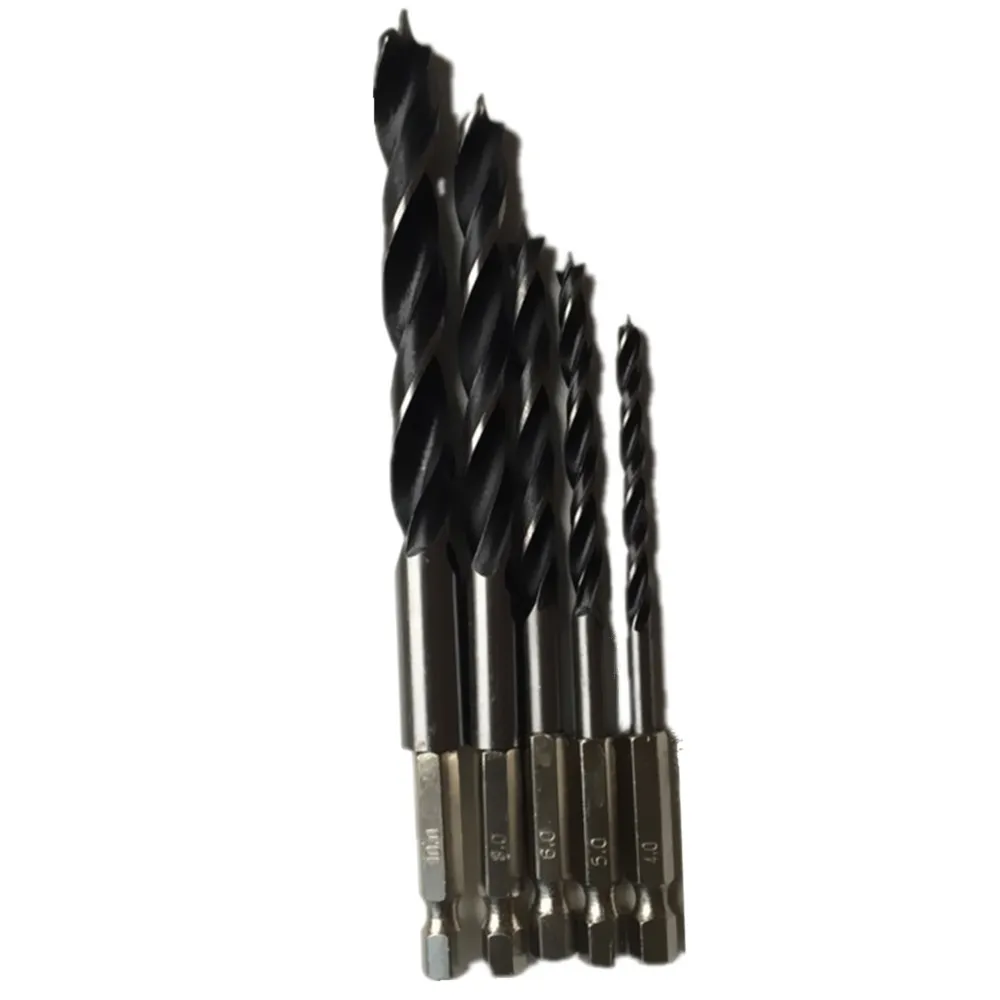 5 Piece Hex Shank Wood Drill Bit Power Tool Drilling Diy 1/4&quot Set 4-5-6-8-10mm Quick Change | Инструменты