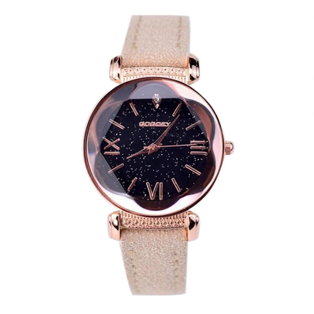 Новые модные брендовые часы из розового золота с кожаным ремешком, женские повседневные кварцевые наручные часы, женские наручные часы# YY